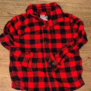 Cat & Jack Red and Black Plaid Button Down Shirt